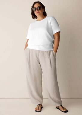 Eileen Fisher Washed Organic Linen Pull On Lantern Pants